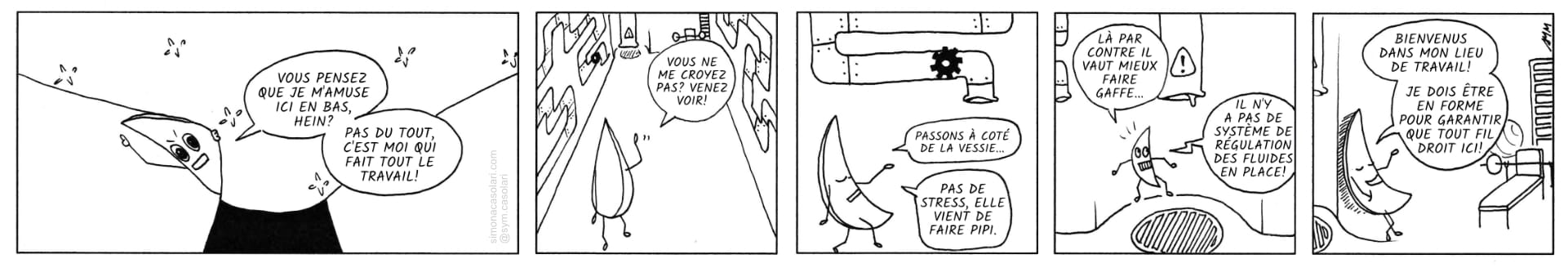 Monsieur Le Périnée, an original comic strips series on pelvic floor implications. Episode #2 The Place.